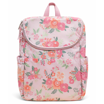Pañalera mochila | rosa con flores