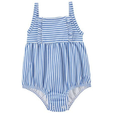 Traje de baño de una pieza de rallas azul Niña 3M