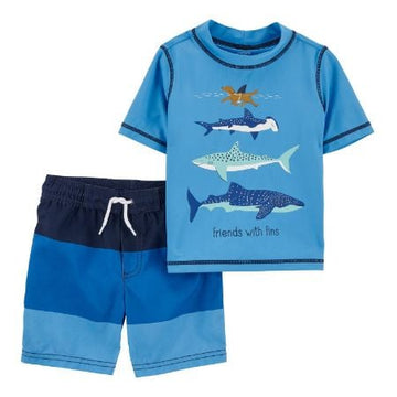 Traje de Baño de 2 piezas de tiburones Azul Niño 3M