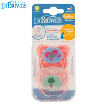 Dr Brown's -  Prevent Paquete de 2 Chupete de Mariposas Etapa 2 Rosa 6-12M