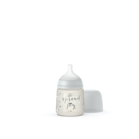 Pacha Boca ancha con biberón fisiológico SX PRO 150ML Spread joy gris