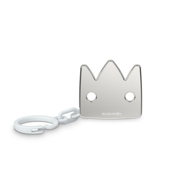 Suavinex- Broche para chupete pinza corona gris