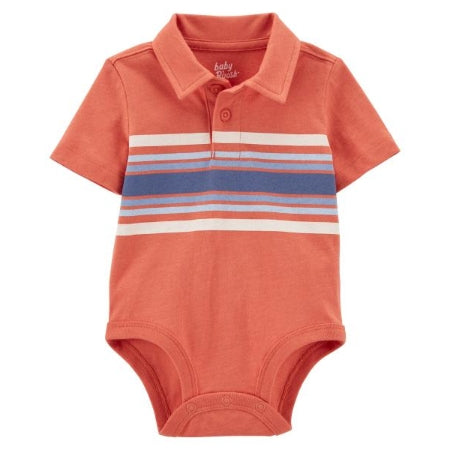 Carter´s Enterizo naranja tipo polo con rayas  niño 12M