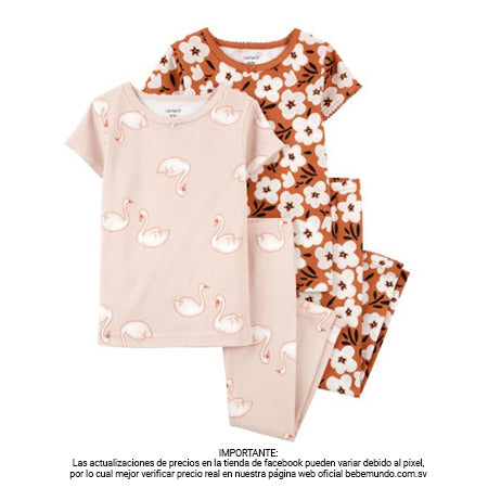 Carters Set De Pijamas 4 Piezas - Cisne y flores 12M