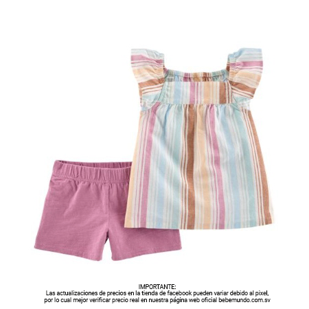 Carter´s - Conjunto de blusa y short rayado  Niña  9M