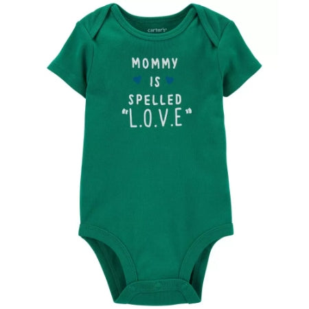 Carter´s  Enterizo verde mommy is spelled Love Unisex 12M