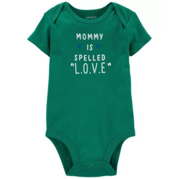 Carter´s  Enterizo verde mommy is spelled Love Unisex 3M