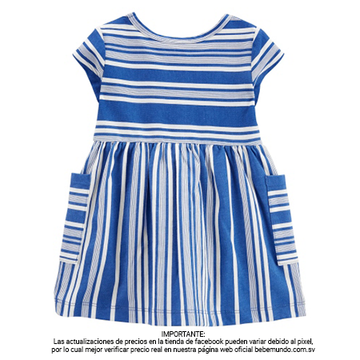 Carter´s - Vetido rayado azul y blanco  Niña 18M