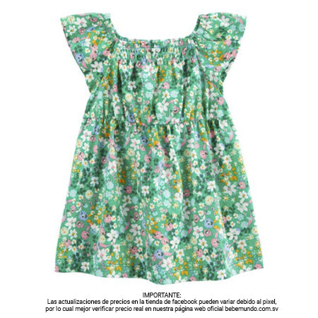 Vestido con verde floreado para niña 6M