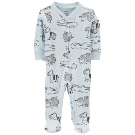 Carter´s  Pijama m/l con pie de Animalitos celeste Niño prematuro