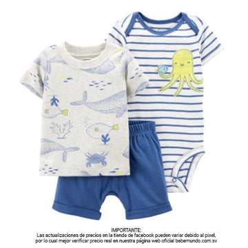 Carters Traje azul, animales marinos - 3M
