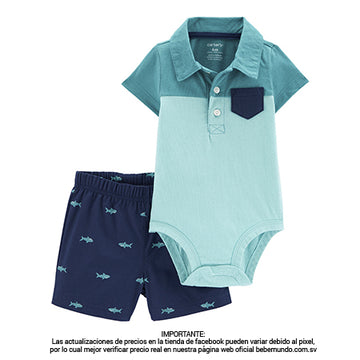 Conjunto azul 2 Piezas Algodón Bebé Niño / +6 meses