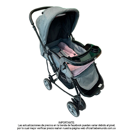 Coche Mesedora Gris-Rosado - Born