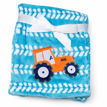 Cobija con tractor | Celeste