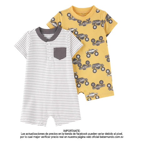 Carter´s - Romper para niño gris/amarillo NB