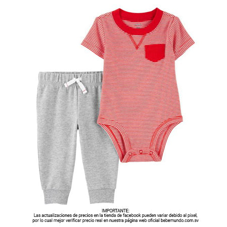 Carters - Conjunto de 2 piezas rojo con gris +3M