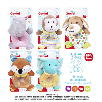 Genial - Peluche estimulante con sonaja