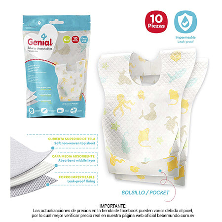 Genial - Baberos desechables 10 unidades