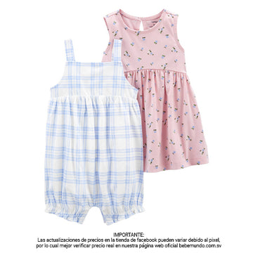 Carter´s - Enterito y Vestido Pack 2 Unidades Bebé Niña