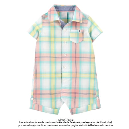 Carters - Romper multicolor a cuadros para bebé niño +6M
