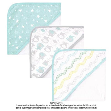 Toalla con capucha pack de 3 unidades