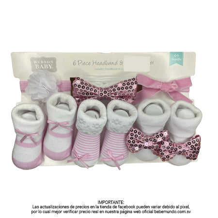 BabyVision - Set de medias y vinchas rosa 3 pares
