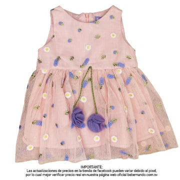 Vestido rosa con flores moradas +36M