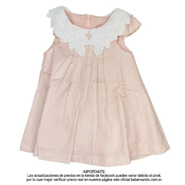 Vestido rosa claro, cuello bordado sin mangas +36M