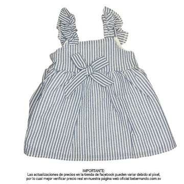 Vestido azul con rayas sin mangas +18M