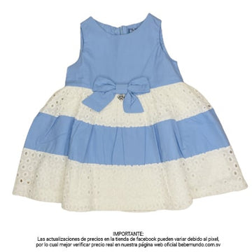 Vestido celeste y blanco sin mangas +18M
