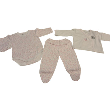 Peke - Set de 3 piezas niña mameluco con pantalón | 0-3m