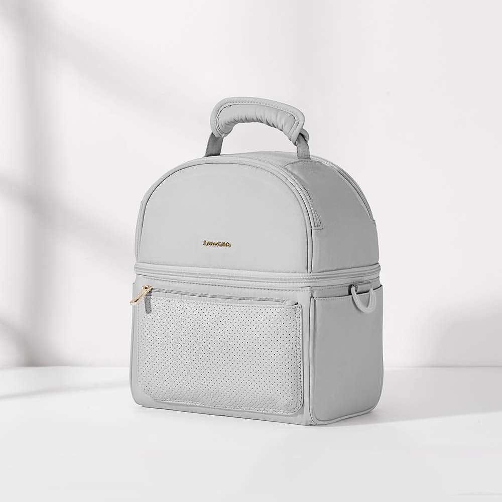 Sunveno - Bolsa térmica para almuerzo con compartimento para termo /Gris