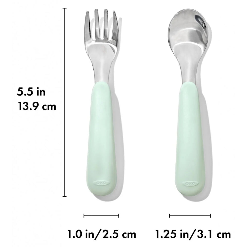 Oxo - Juego de tenedor y cuchara | Verde menta