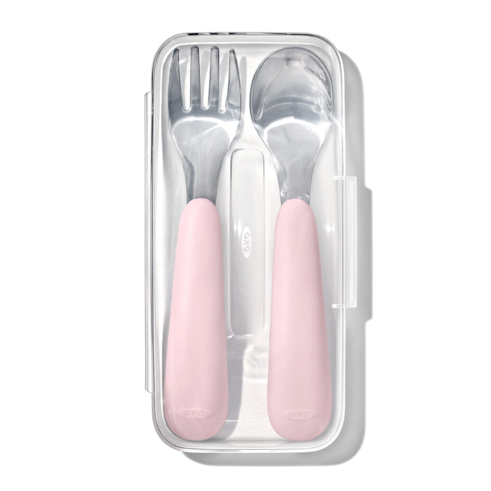 Oxo - Juego de tenedor y cuchara | Rosa