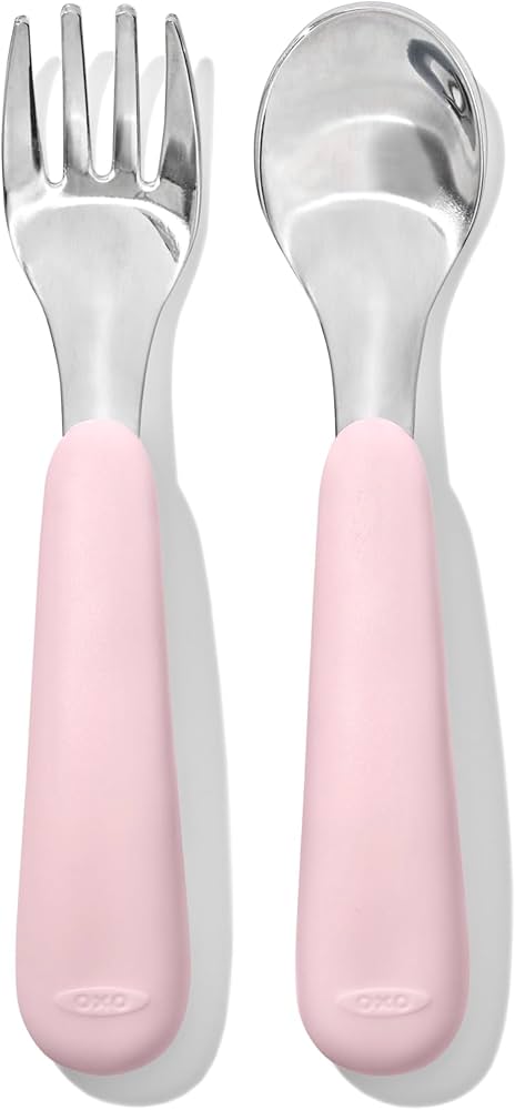 Oxo - Juego de tenedor y cuchara | Rosa