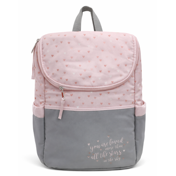 Pañalera tipo mochila | gris con rosa