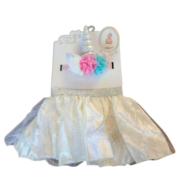Shalom - Tutu blanco con diadema de unicornio | 12-18m