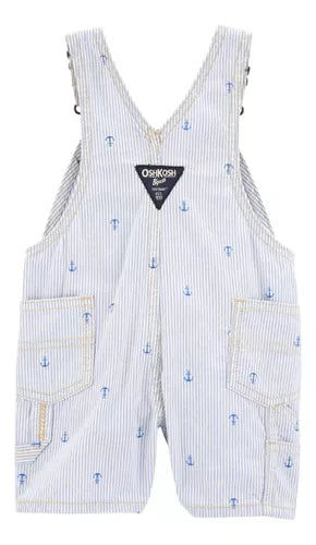 Oshkosh - Overol Corto de Rayas Azules con Estampado de Anclas | +18M
