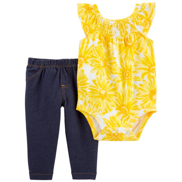 Carter´s - Conjunto Set Body Flores y Pantalón Oscuro | +3M