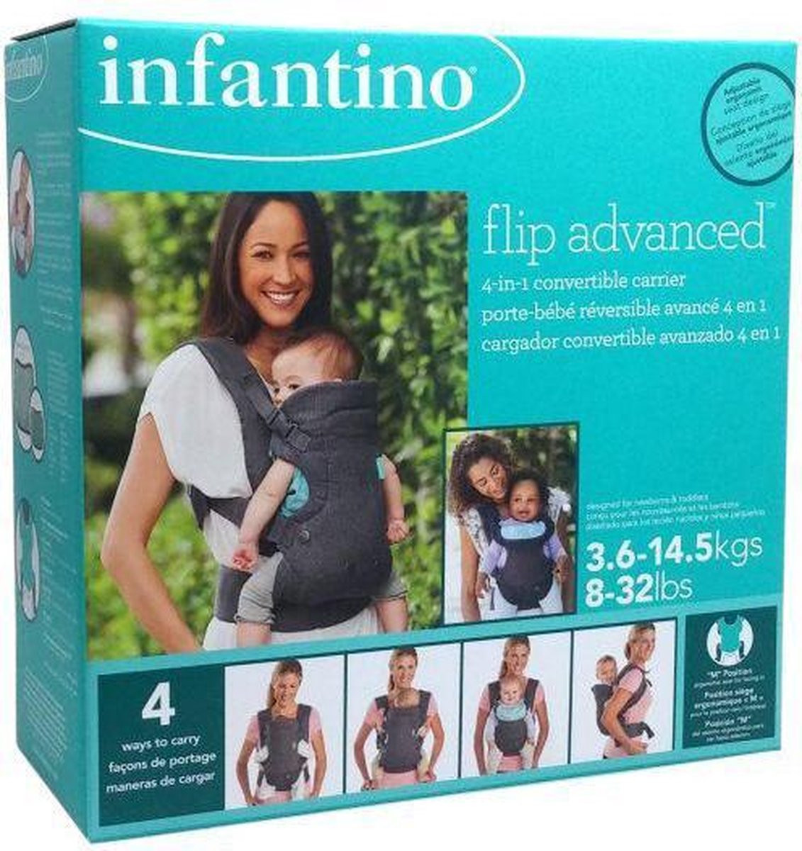 Infantino- Canguro 4 en 1 hasta 32 lbs