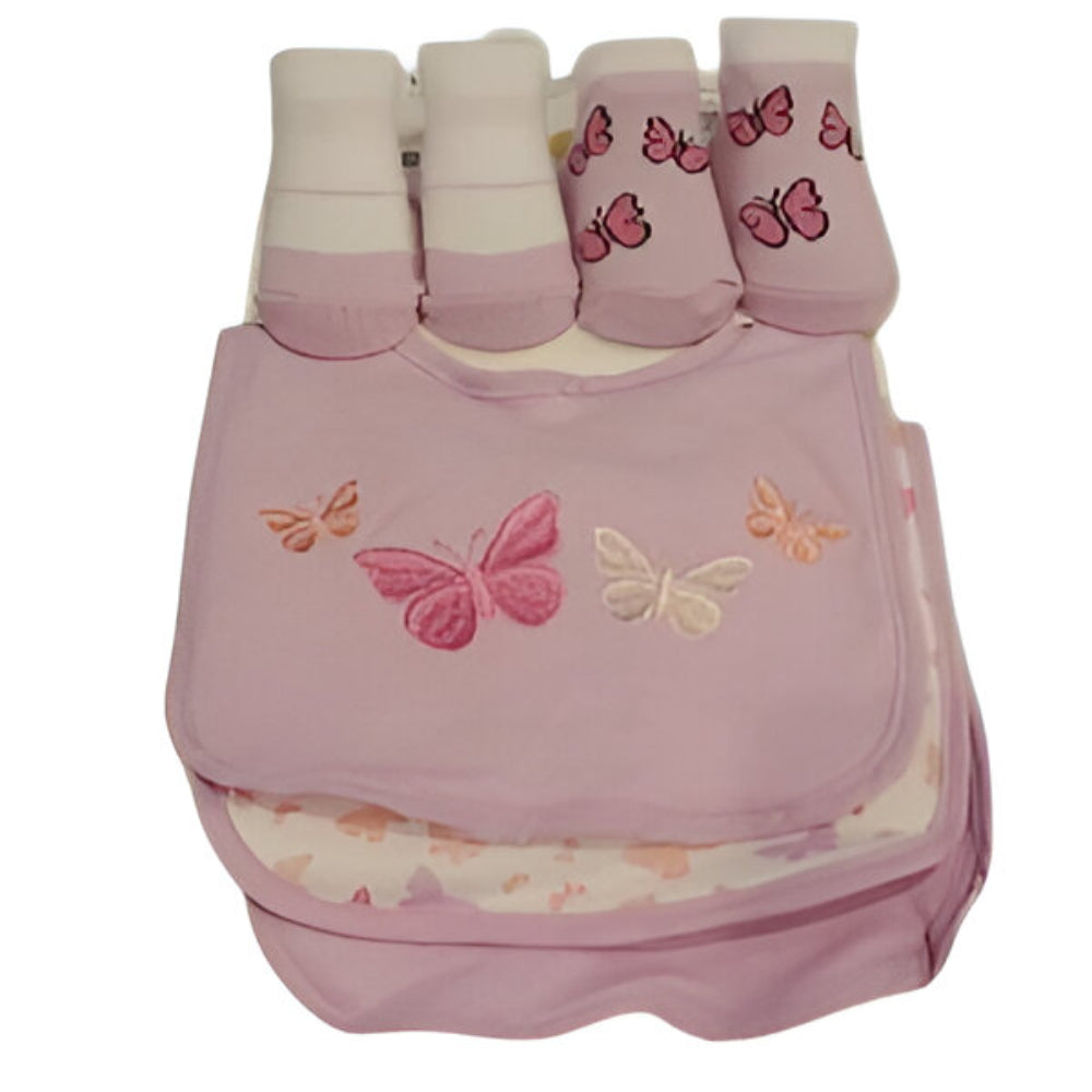 Little Me - Set 3 Baberos y 2 Medias niña Mariposa