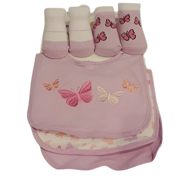 Little Me - Set 3 Baberos y 2 Medias niña Mariposa