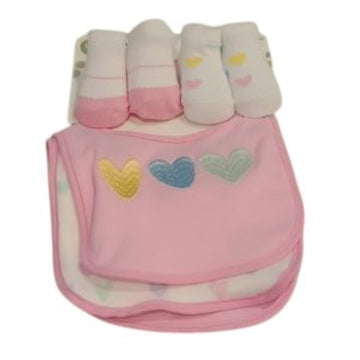 Shaloom - Set 3 Babero 2/Calcetines de Corazon