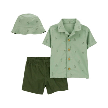 Carter´s - Set tres piezas de algodón, short, camisa y gorro | +6M