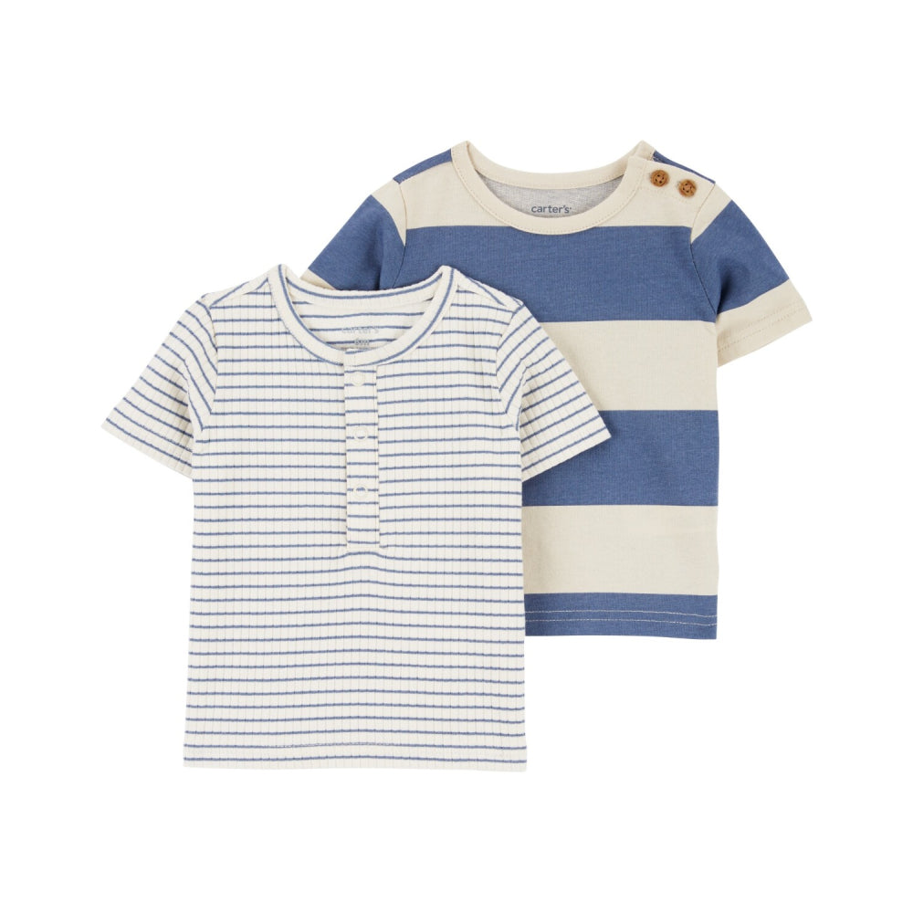 Carter´s - CAMISETA  SP24 I B 2PK TEE NAVY-NAVY STRIPE | +6M