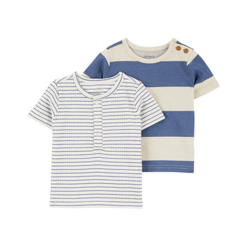 Carter´s - CAMISETA  SP24 I B 2PK TEE NAVY-NAVY STRIPE | +6M