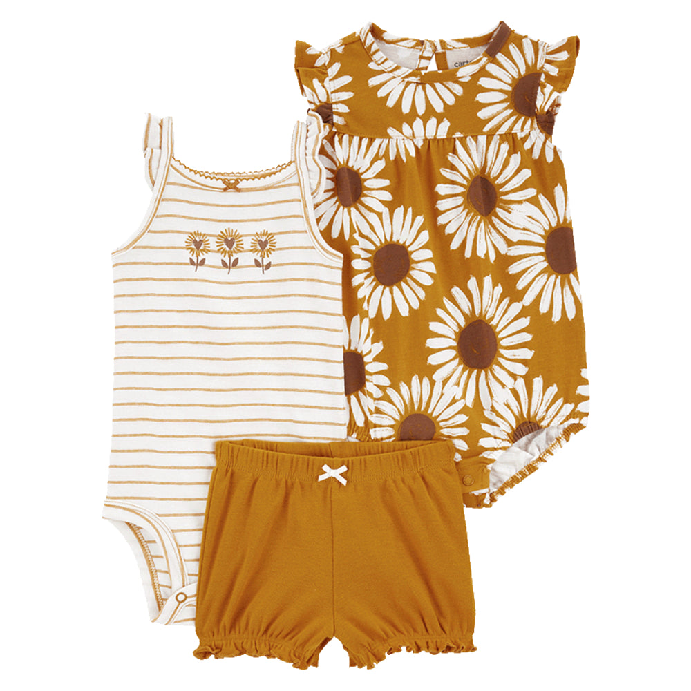 Carter's - Set 2 Bodies y Short Amarillo Bebés Niñas