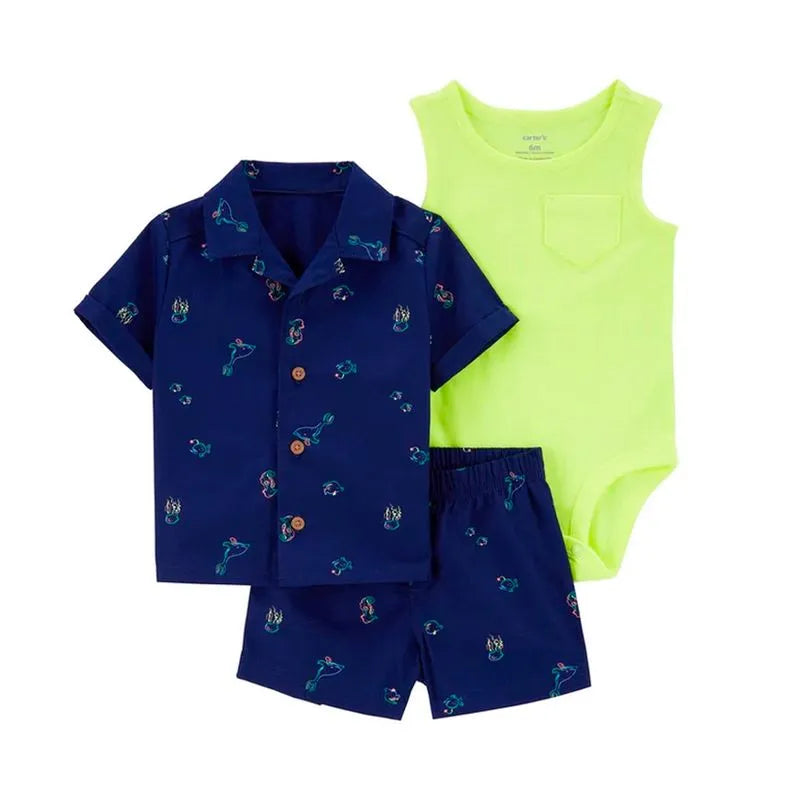 Carter´s - Conjunto de 3 piezas para bebé, pantalón corto | +6M
