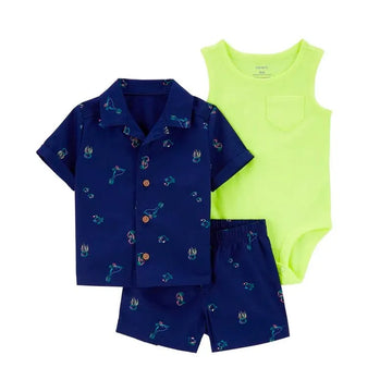 Carter´s - Conjunto de 3 piezas para bebé, pantalón corto | +6M