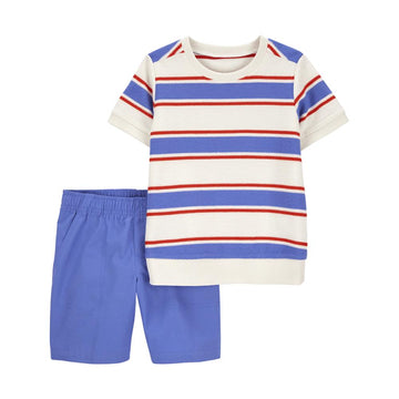 Carter's - Set Camiseta Rayas y Bermuda Azul Bebés Niños | +9M
